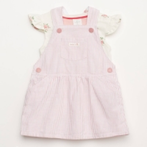 J By Jasper Conran Baby Girls Pink Stripe Cotton Pinafore and Bodysuit Set