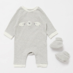 J By Jasper Conran Babies Grey Sheep Knitted Onesie with Booties
