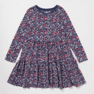 Mantaray Girls Navy Blue Floral Print Cotton Dress