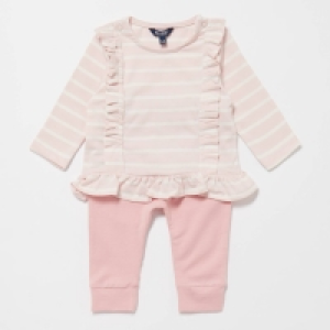 Debenhams Maine New England Baby Girls Pink Striped Top and Leggings Set