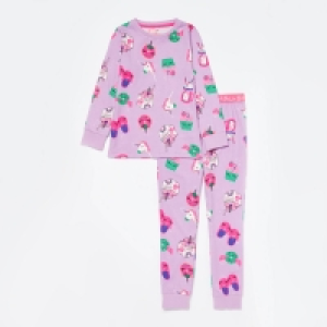 Debenhams Bluezoo Girls Lilac Unicorn Print Cotton Pyjama Set