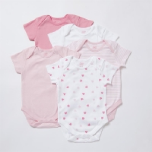 HomeBargains  Pure Baby: Body Suit 5 Pack - Pink