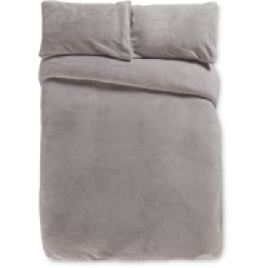 Aldi  Soft Grey Double Fleece Duvet Set