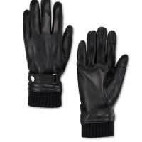 Aldi  Mens Rib Black Leather Gloves