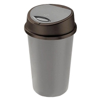 QDStores  45L Touch Opening Bin - Black & Silver