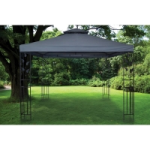 QDStores  3x3m Grey Metal Leaf Summer Garden Gazebo