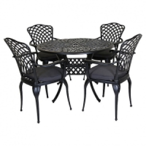 Wickes  Charles Bentley Cast Aluminium 4 Seater Dining Set Grey