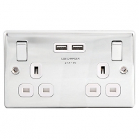 Wickes  Wickes 13A Raised Plate Twin Switched Socket 2 x USB Ports -