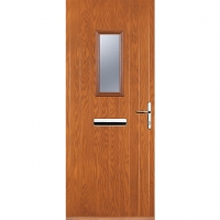 Wickes  Euramax 1 Square Oak Left Hand Composite Door 920mm x 2100mm
