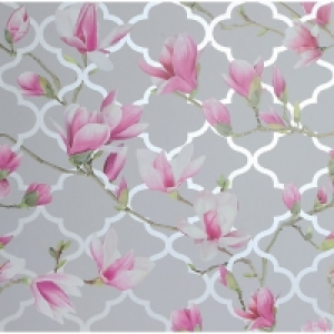 Arthouse Magnolia Trellis Grey & Pink Wallpaper 10.05m x 53c