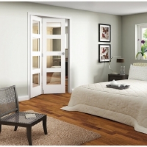 Wickes Ashton Internal Folding Door White Glazed 4 Lite 2 Do