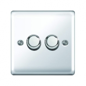 Wickes Dimmer Switch 2 Gang 2 Way 400W Polished Chrome Raise £17.84