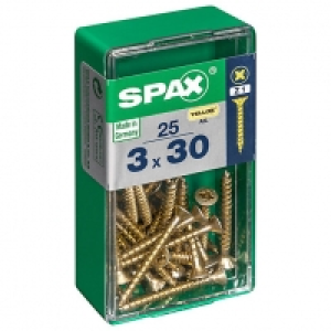 Spax PZ Countersunk Zinc Yellow Screws - 3 x 30mm Pack of 25 £1.69