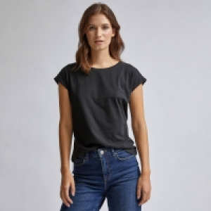 Debenhams Dorothy Perkins Black Organic Cotton Roll Sleeve T Shirt