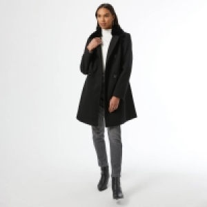 Debenhams Dorothy Perkins Tall Black Faux Fur Collar Dolly Coat