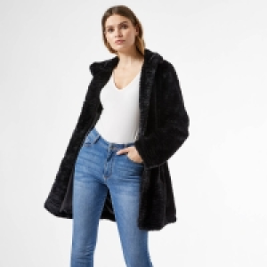 Debenhams Dorothy Perkins Black Longline Faux Fur Coat