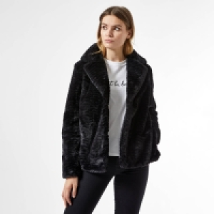 Dorothy Perkins Black Short Textured Faux Fur Coat