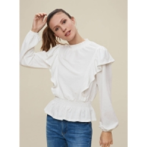 Debenhams Dorothy Perkins White Ruffle Sleeves Top