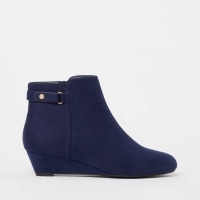 Debenhams Good For The Sole Navy Faux Suede Gillian Wedge Heel Ankle Boots