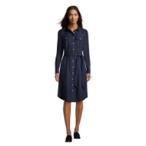 Lands End Blue Long Sleeves Denim Shirt Dress