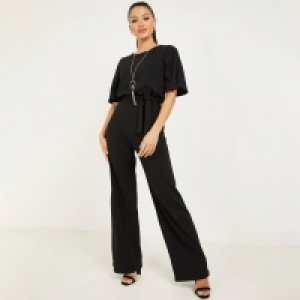 Debenhams Quiz Black Batwing Necklace Jumpsuit