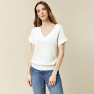 Wallis Ivory V-Neck Tape Jumper