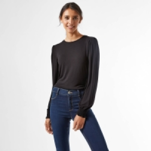 Debenhams Dorothy Perkins Black Shirred Cuff Long Sleeve Top