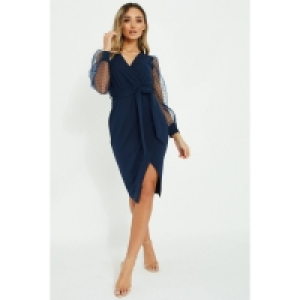 Debenhams Quiz Navy Wrap Midi Dress