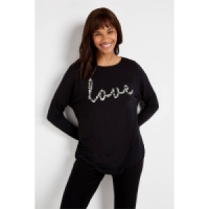 Debenhams Wallis Black Love Logo Long Sleeves T Shirt