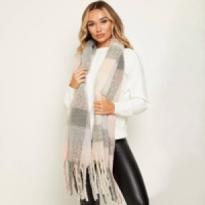 Quiz Pink & Grey Knitted Scarf