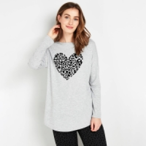 Wallis Grey Velvet Heart Print Top