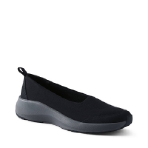 Lands End Black Wide Lightweight Skimmer Wedge Pumps