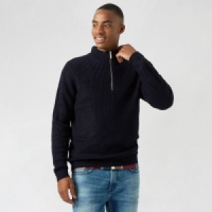 Debenhams Burton Navy Half Zip Fisherman Jumper