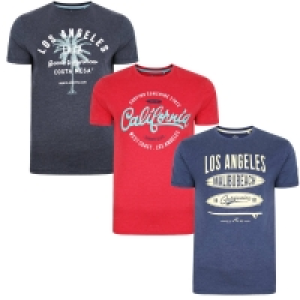 Threadbare 3 Pack Assorted Colour Front Print T-Shirts