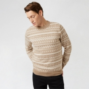 Debenhams Burton Mushroom Fairisle Crew Jumper