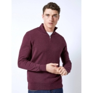 Debenhams Burton Burgundy Cotton Rich Half Zip Jumper