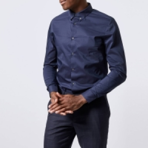 Debenhams Burton Navy Skinny Fit Button Down Stretch Shirt