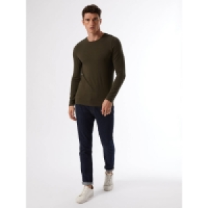 Dark Khaki Long Sleeved Muscle Fit T-Shirt £6.00