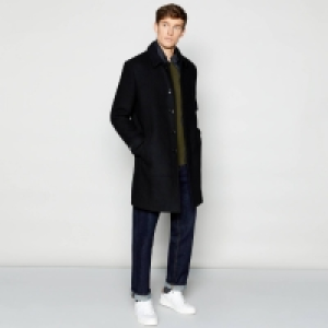 (un)bias Black Puffer Lining Wool-Blend Mock Car Coat