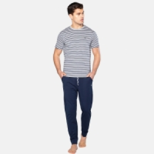 Debenhams Threadbare Grey Stripe and Navy Mitchell Cotton Pyjama Set