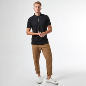 Debenhams Burton Black Zip Neck Polo Shirt
