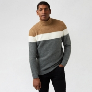Burton Cream Striped Cosy Roll Neck Jumper