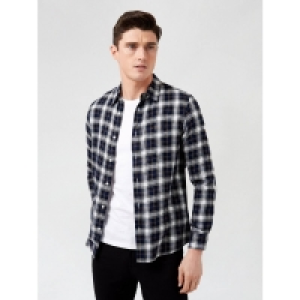 Debenhams Burton Navy Ecru Yellow Check Shirt