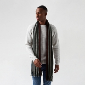 Burton Burgundy and Black Raschel Knitted Scarf with Recycled Polye