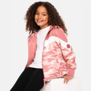 Threadgirls Girls Pink Camo Print Emma Hooded Jacket