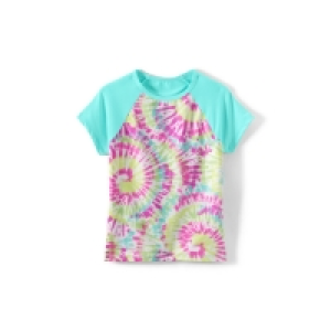 Lands End Multi Girls Short Sleeves Crew Neck Rash Vest