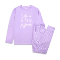 Debenhams Threadgirls Girls Lilac Life Cotton Pyjama Set
