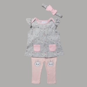 Character Shop Disney Baby Marie Grey and Pink 3-Piece Outfit