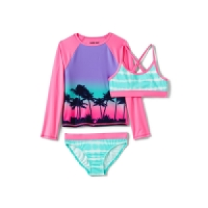 Lands End Pink Girls Three Piece Rash Vest Set