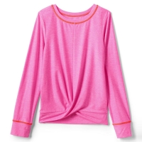 Debenhams Lands End Pink Girls Long Sleeves Twist Front Performance T-Shirt